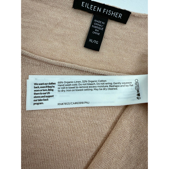 Women's Eileen Fisher Linen Cotton Sweater Peachy-Pink Size XL - Picture 8 of 8